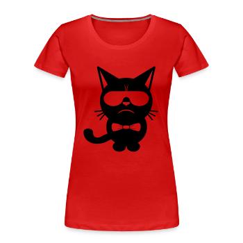 Bow Tie Cat - Frauen Premium Bio T-Shirt - Rot - Vorne - Mia (176cm)