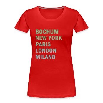 Metropole Bochum - Frauen Premium Bio T-Shirt - Rot - Vorne - Mia (176cm)
