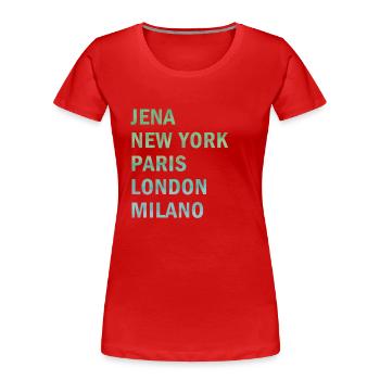 Metropole Jena - Frauen Premium Bio T-Shirt - Rot - Vorne - Mia (176cm)