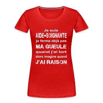 Aide soignante - T-shirt bio Premium Femme - rouge - Devant - Mia (176cm)