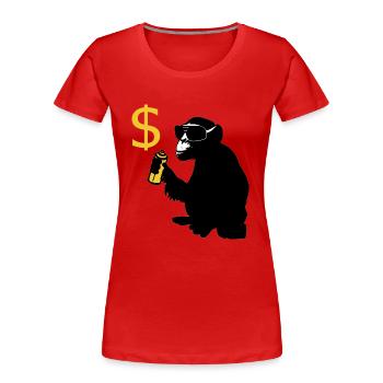 singe pulvérisé signes de dollar - T-shirt bio Premium Femme - rouge - Devant - Mia (176cm)