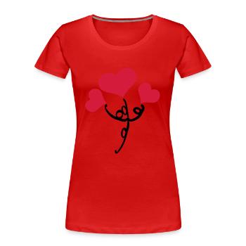 Coeurs rouges fleur - T-shirt bio Premium Femme - rouge - Devant - Mia (176cm)