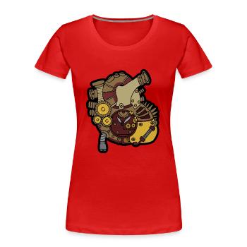 Steampunk Heart - Women's Premium Organic T-Shirt - red - Front - Mia (176cm)