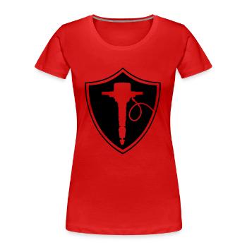 presslufthammer_schild - Frauen Premium Bio T-Shirt - Rot - Vorne - Mia (176cm)