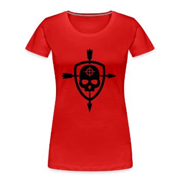 Bowhunter Crest - Frauen Premium Bio T-Shirt - Rot - Vorne - Mia (176cm)