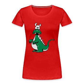 Drachen witzig - Frauen Premium Bio T-Shirt - Rot - Vorne - Mia (176cm)