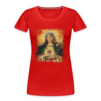 Jésus Marie Sainte Marie - T-shirt bio Premium Femme - rouge - Devant - Mia (176cm)