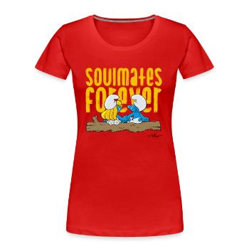 Les Schtroumpfs La Schtroumpfette Soulmates - T-shirt bio Premium Femme - rouge - Devant - Mia (176cm)