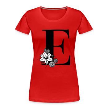 Buchstabe E - Frauen Premium Bio T-Shirt - Rot - Vorne - Mia (176cm)