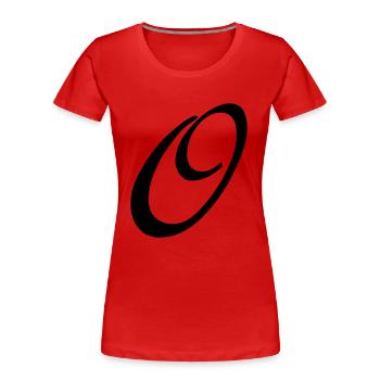 O - Frauen Premium Bio T-Shirt - Rot - Vorne - Mia (176cm)