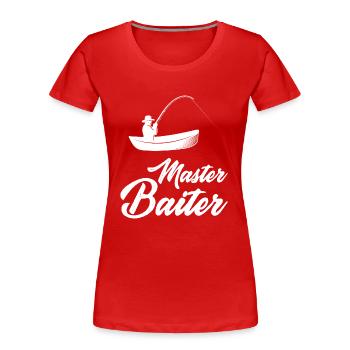 maître de la pêche à l’appât - T-shirt bio Premium Femme - rouge - Devant - Mia (176cm)