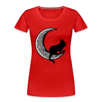 Sichel Mond Schwarze Katze - Frauen Premium Bio T-Shirt - Rot - Vorne - Mia (176cm)