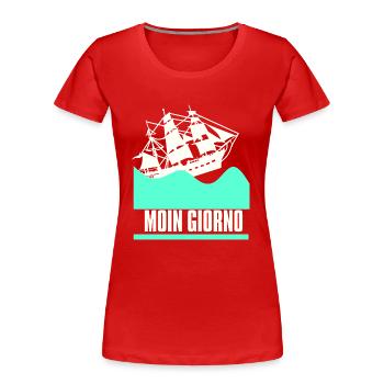 MOIN GIORNO - MoinJour 25 - T-shirt bio Premium Femme - rouge - Devant - Mia (176cm)