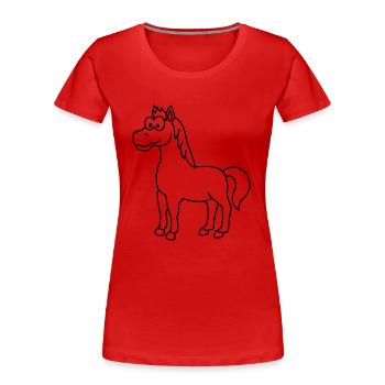 Pferd Comic Tier - Frauen Premium Bio T-Shirt - Rot - Vorne - Mia (176cm)