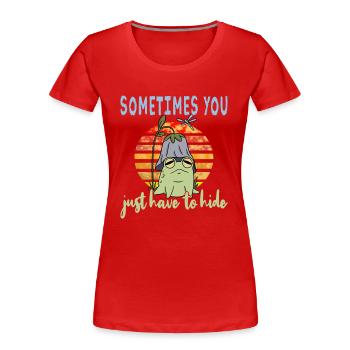 Depression Depression Frog - Women's Premium Organic T-Shirt - red - Front - Mia (176cm)