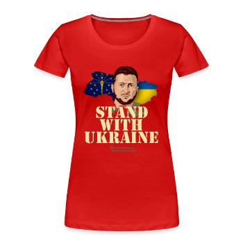 Ukraine Indiana Selensky Stand with Ukraine - Frauen Premium Bio T-Shirt - Rot - Vorne - Mia (176cm)