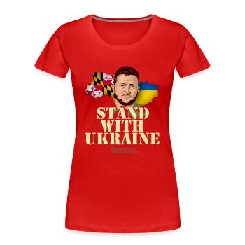 Ukraine Maryland - Frauen Premium Bio T-Shirt - Rot - Vorne - Mia (176cm)