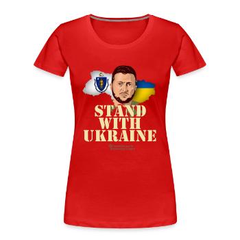 Ukraine Massachusetts Selenskyj T-Shirt Design - Frauen Premium Bio T-Shirt - Rot - Vorne - Mia (176cm)