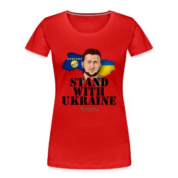 Ukraine Montana Design - Frauen Premium Bio T-Shirt - Rot - Vorne - Mia (176cm)