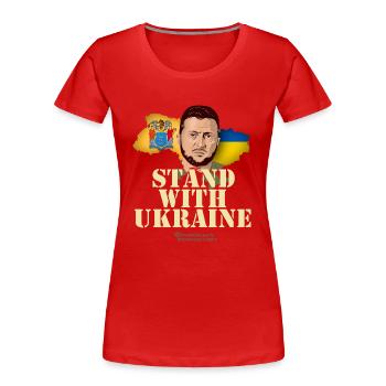 Ukraine New Jersey Flags Zelenskyj - Women's Premium Organic T-Shirt - red - Front - Mia (176cm)