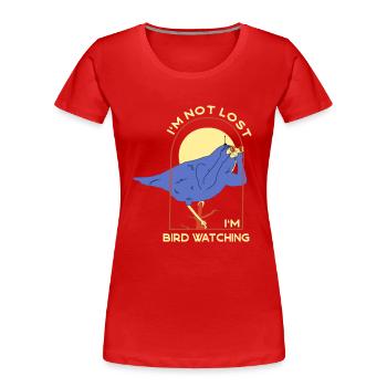 Bird Nerd Lustiges Vogel Design - Frauen Premium Bio T-Shirt - Rot - Vorne - Mia (176cm)