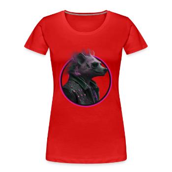 pink punk hyena in leather jacket - Women's Premium Organic T-Shirt - red - Front - Mia (176cm)