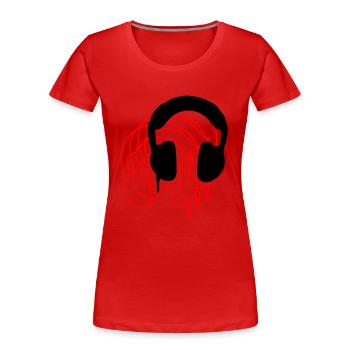 Headphones - Women's Premium Organic T-Shirt - red - Front - Mia (176cm)