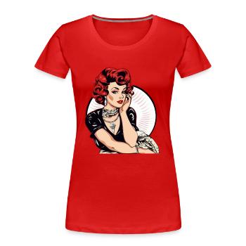 Pin up aus den 60er Jahren - Frauen Premium Bio T-Shirt - Rot - Vorne - Mia (176cm)