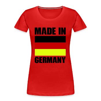 Made in Germany - Women's Premium Organic T-Shirt - red - Front - Mia (176cm)