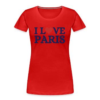 I Love Paris - J’aime Paris - T-shirt bio Premium Femme - rouge - Devant - Mia (176cm)