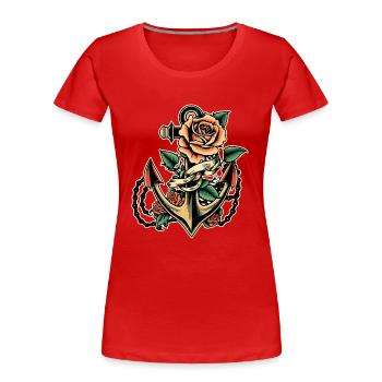 Toujours avec tatouage rose old school - T-shirt bio Premium Femme - rouge - Devant - Mia (176cm)