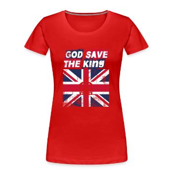 God Save the King Roi Charles III - Women's Premium Organic T-Shirt - red - Front - Mia (176cm)