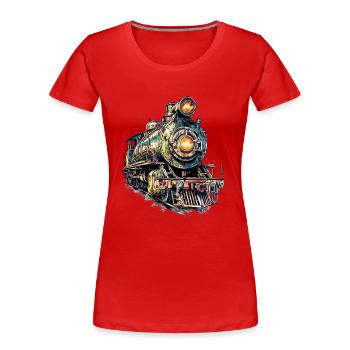 The steam locomotive was a technological innovation - Women's Premium Organic T-Shirt - red - Front - Mia (176cm)