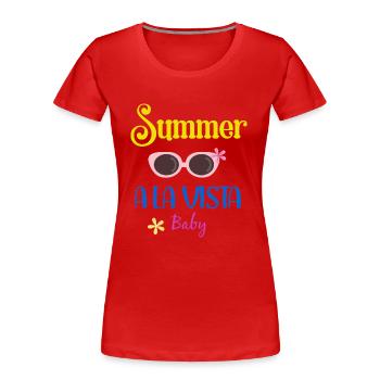 Sommerferien - Summer Vibes - Frauen Premium Bio T-Shirt - Rot - Vorne - Mia (176cm)