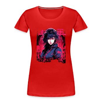 Style anime japonais Cyberpunk - T-shirt bio Premium Femme - rouge - Devant - Mia (176cm)