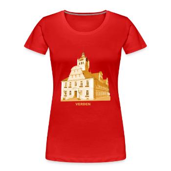 Verden Rathaus Aller Niedersachsen - T-shirt bio Premium Femme - rouge - Devant - Mia (176cm)
