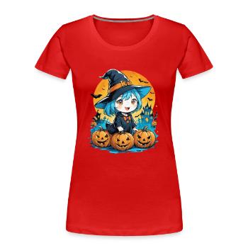 halloween sorciere et citrouille manga - T-shirt bio Premium Femme - rouge - Devant - Mia (176cm)