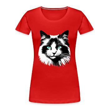 Sympathisches Katzengesicht - Frauen Premium Bio T-Shirt - Rot - Vorne - Mia (176cm)