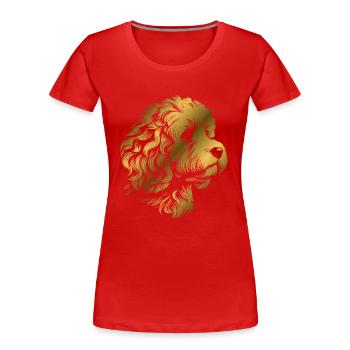 Cockerpoo Cocker Épagneul Caniche Portrait, Dessin - T-shirt bio Premium Femme - rouge - Devant - Mia (176cm)