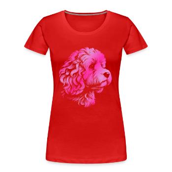 Cockerpoo Cocker Épagneul Caniche Portrait, Dessin - T-shirt bio Premium Femme - rouge - Devant - Mia (176cm)
