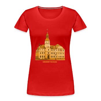 Crimmitschau Town Hall Pleiße Zwickau Saxony - Women's Premium Organic T-Shirt - red - Front - Mia (176cm)
