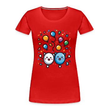 Fasnachtsfreude mit Konfetti - Frauen Premium Bio T-Shirt - Rot - Vorne - Mia (176cm)