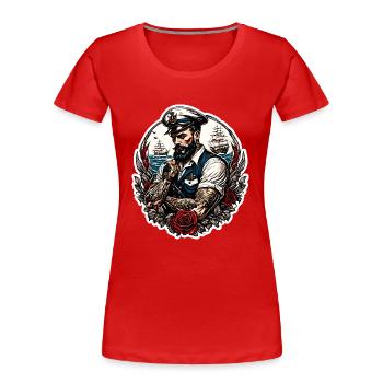 Marin / Équipage de navire / Matelot / Ancre - T-shirt bio Premium Femme - rouge - Devant - Mia (176cm)