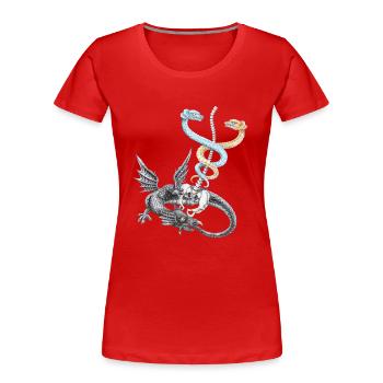 Le caducée d'Hermès - T-shirt bio Premium Femme - rouge - Devant - Mia (176cm)