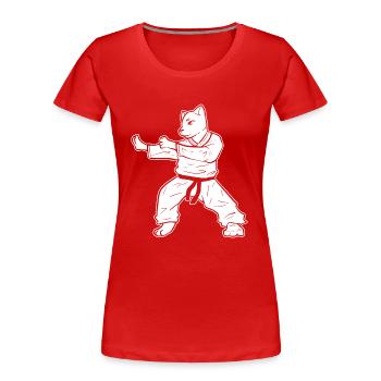 Karate Katze Selbstverteidigung - Frauen Premium Bio T-Shirt - Rot - Vorne - Mia (176cm)