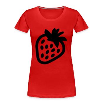 Erdbeere - Frauen Premium Bio T-Shirt - Rot - Vorne - Mia (176cm)