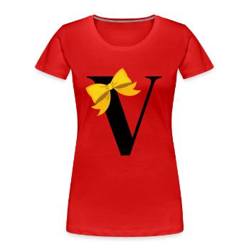 Buchstabe V gelbe Schleife - Frauen Premium Bio T-Shirt - Rot - Vorne - Mia (176cm)