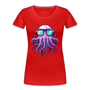 Qualle Comic Cool - Frauen Premium Bio T-Shirt - Rot - Vorne - Mia (176cm)