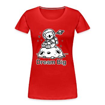 L’astronaute Coala assis sur une météorite - Dream Big - T-shirt bio Premium Femme - rouge - Devant - Mia (176cm)