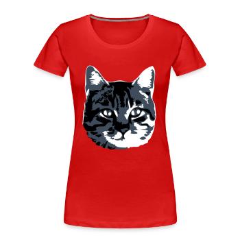 Katze Realistisch Haustier Süß Niedlich Kätzchen - Frauen Premium Bio T-Shirt - Rot - Vorne - Mia (176cm)